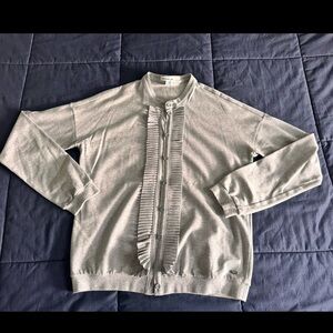 Lacoste Women’s Gray Sweater with Button Detail size 42